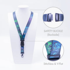 V-Flat™ 3-Piece Sublimated RPET Lanyard with Safety Breakaway & Buckle Release with Choice of Attachment (Free Shipping)
