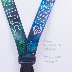 V-Flat™ 3-Piece Sublimated RPET Lanyard with Safety Breakaway & Buckle Release with Choice of Attachment (Free Shipping)