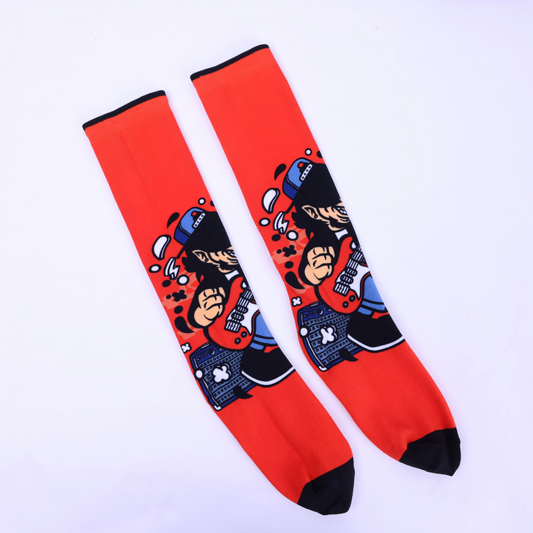 Mid-calf custom printed sock direction