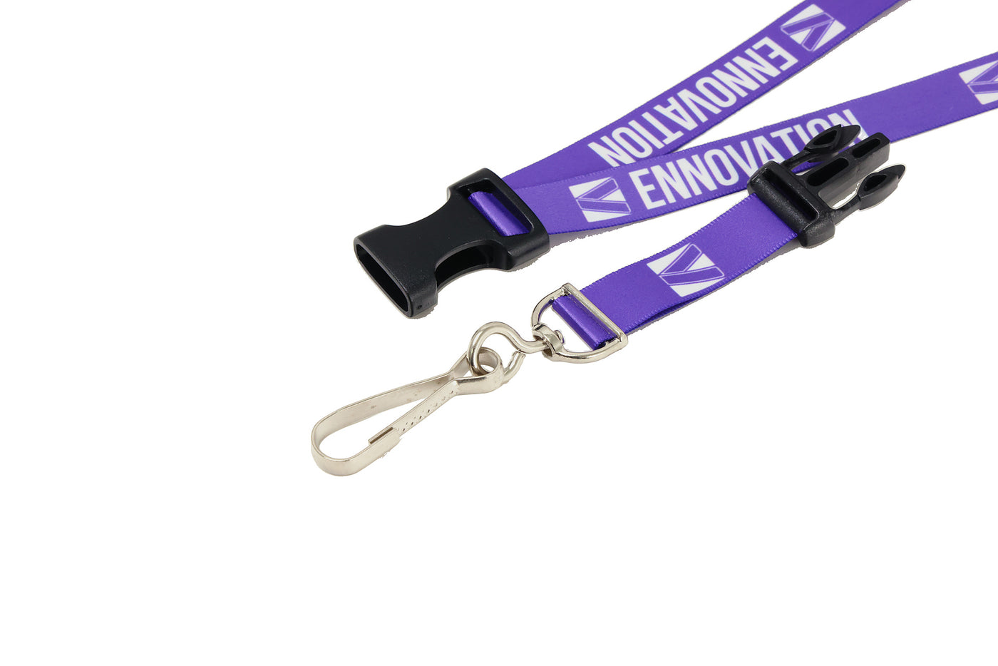 Double bulldog clip badge attachment on Ehua Lanyard