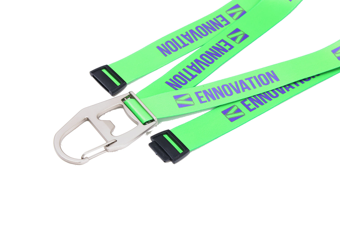 Double bulldog clip badge attachment on Ehua Lanyard