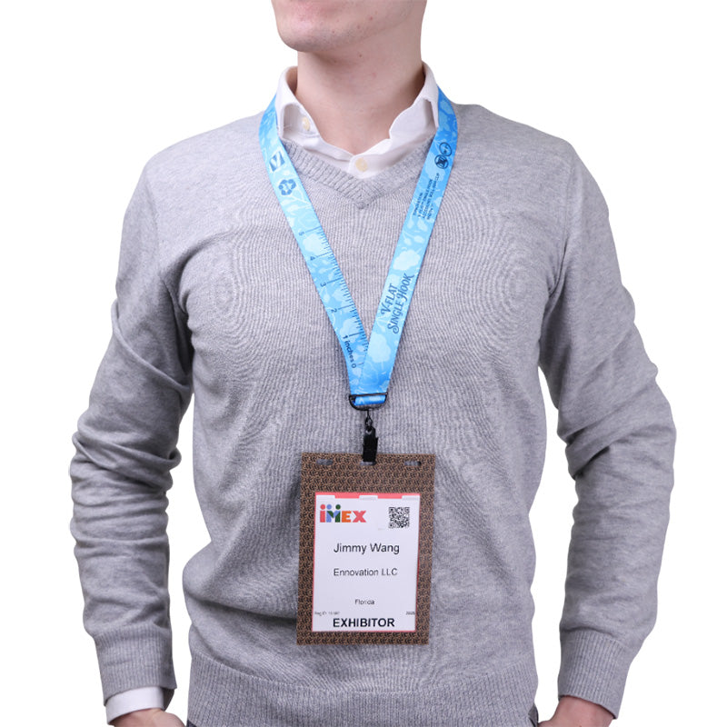 Single hook RPET lanyard with one badge attachment point
