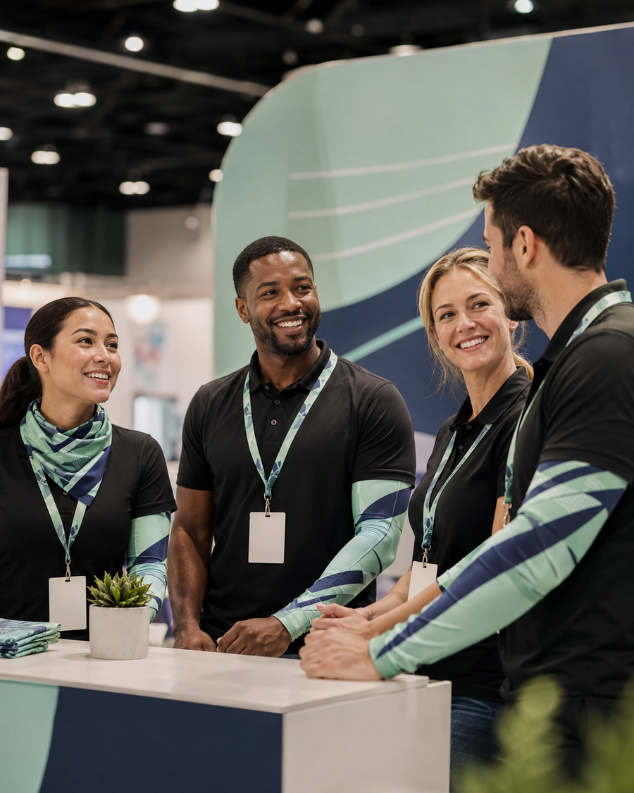 Coordinated RPET textile direction for trade show staff kits