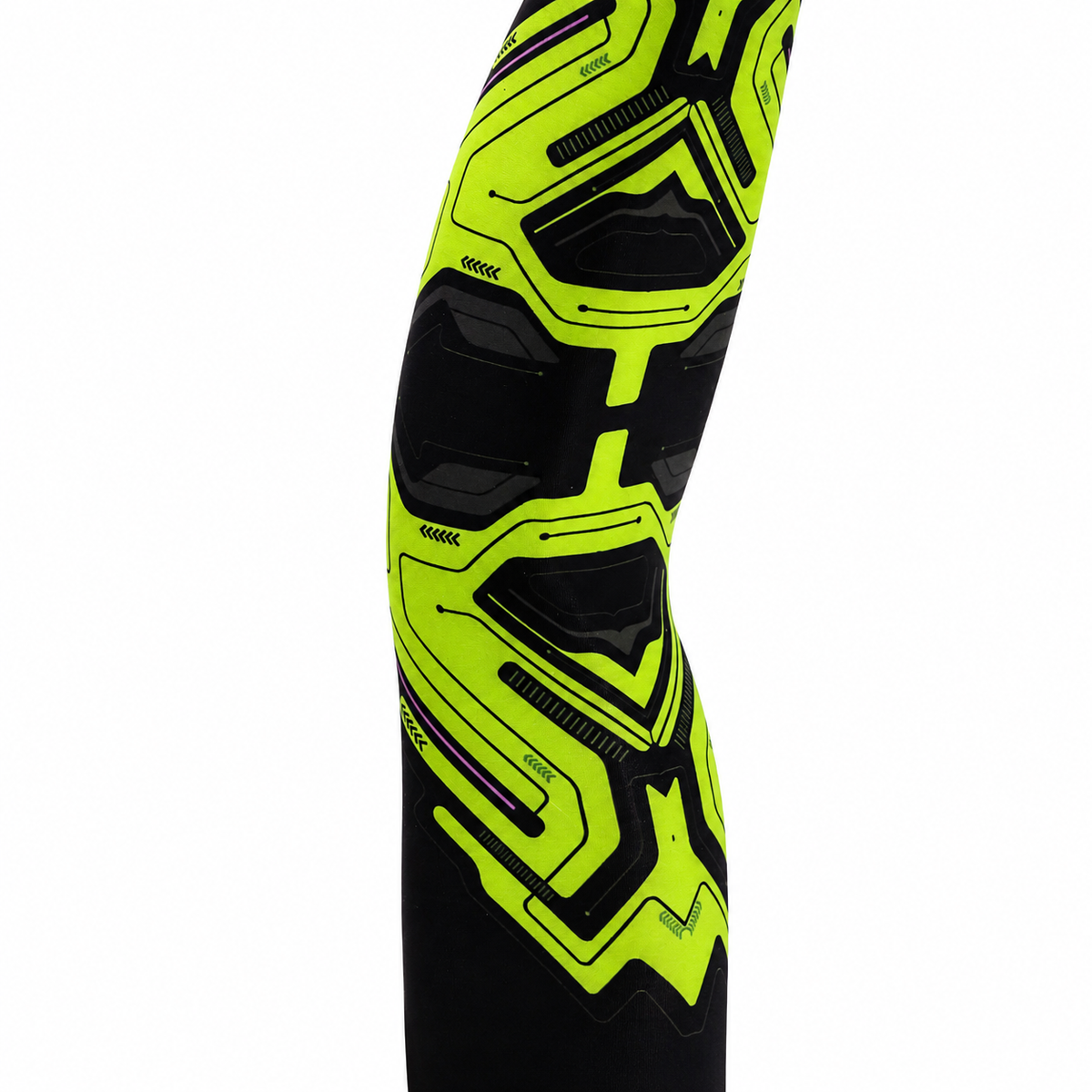 RPET-based stretch textile material and print behavior detail