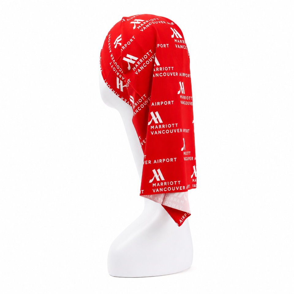 Custom printed RPET bandana textile detail